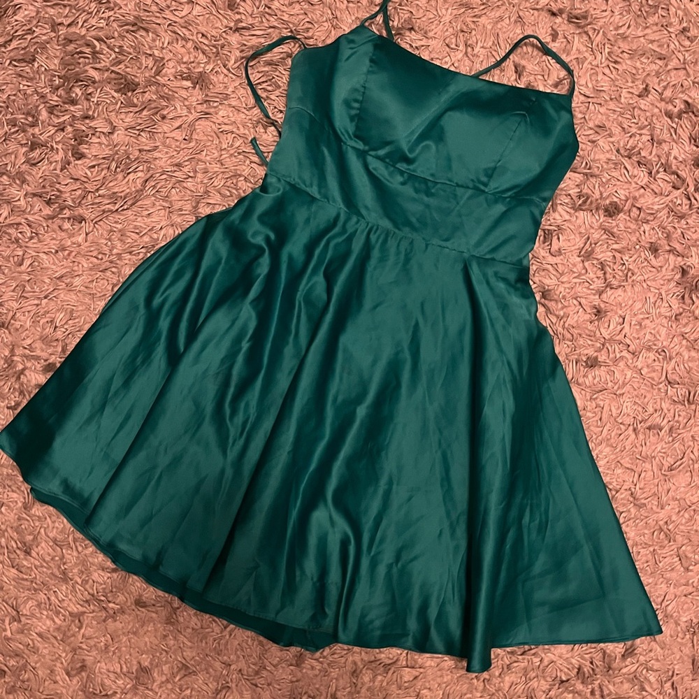 B Darlin Green Spaghetti Strap Mini Sundress